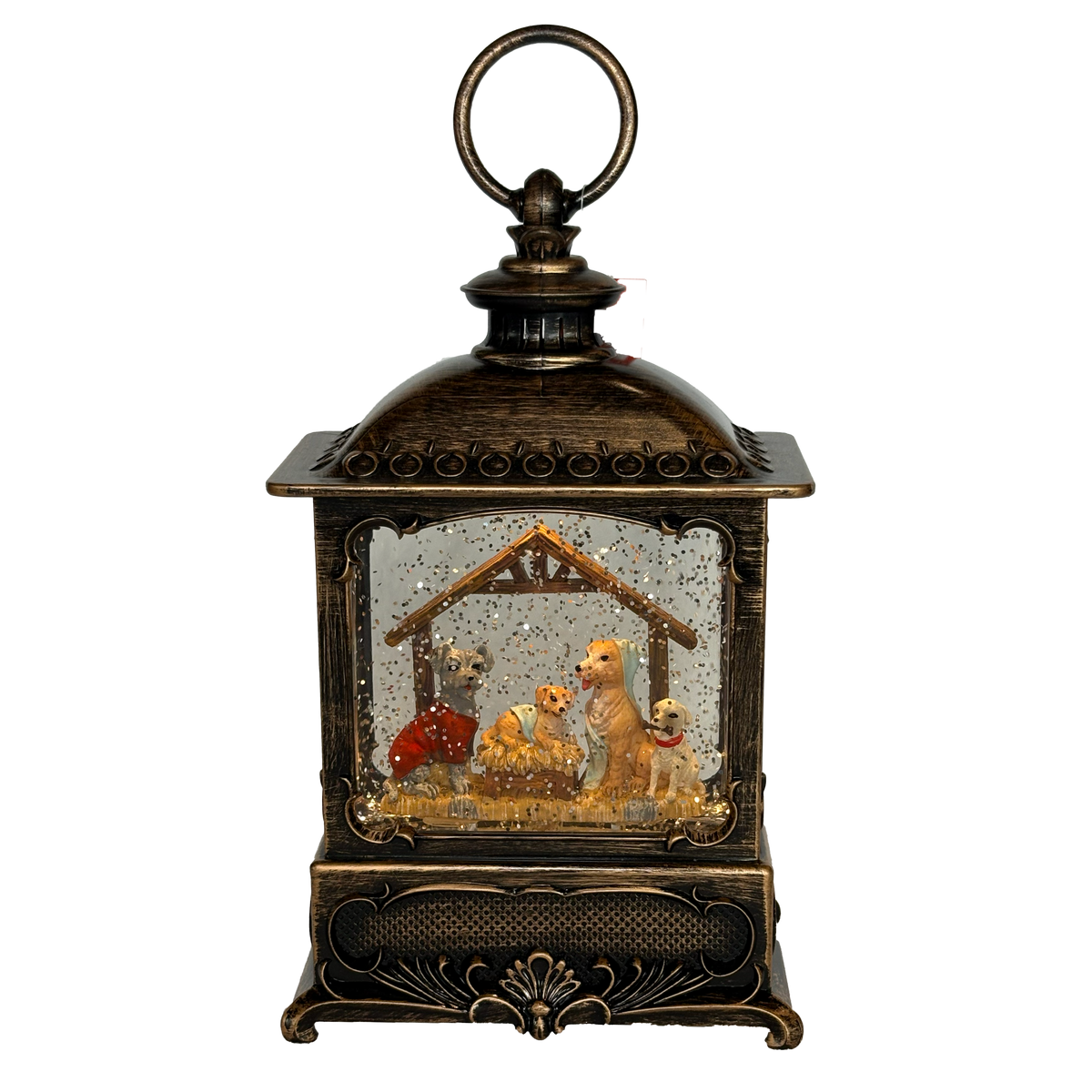 8.75" Lighted Swirl Canine Creche Lantern