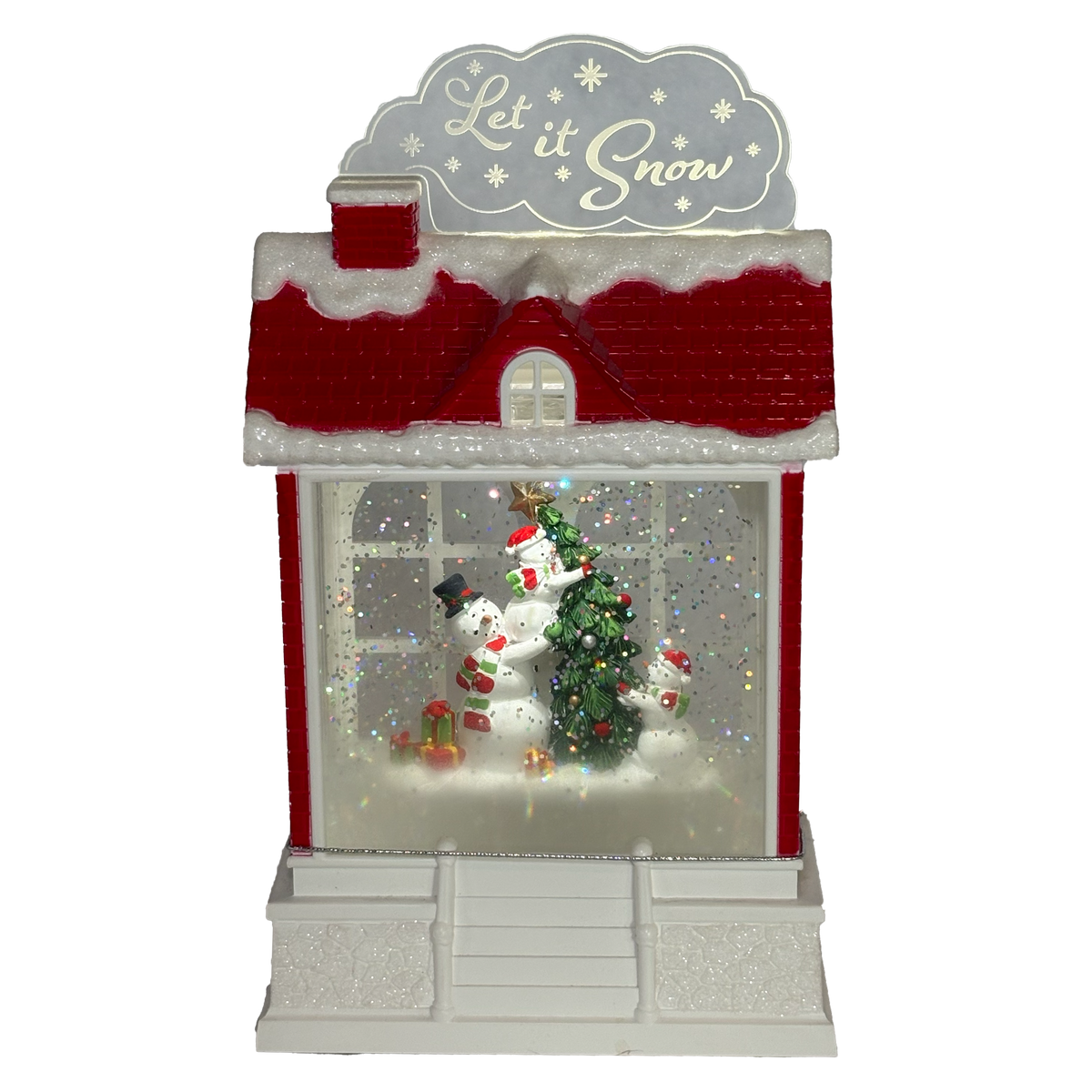 9" Lighted Let it Snow Swirl House