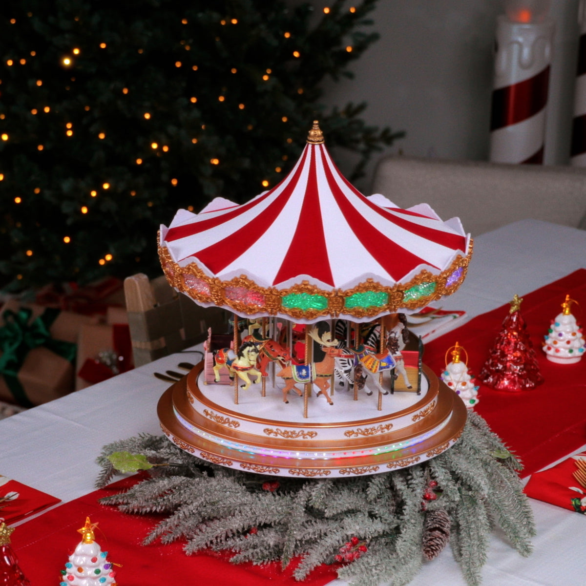 17 in. Animated Light Show Carousel