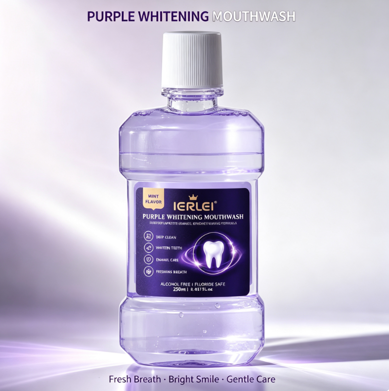 🔥Purple essential oil mouthwash makes teeth bright white, cleans the mouth, and gives a minty fresh breath.