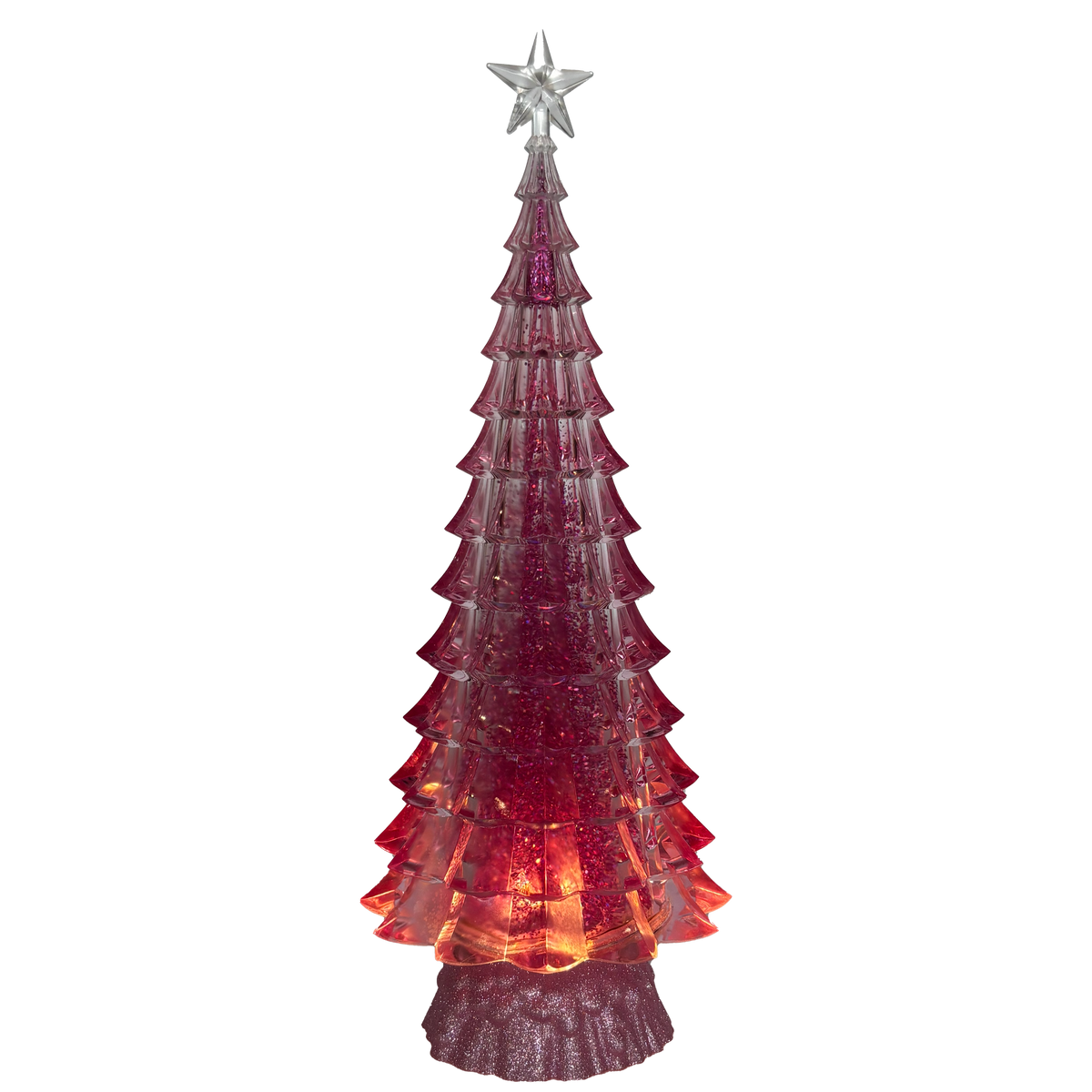 15" Lighted Pink Tree with Swirling Glitter Box