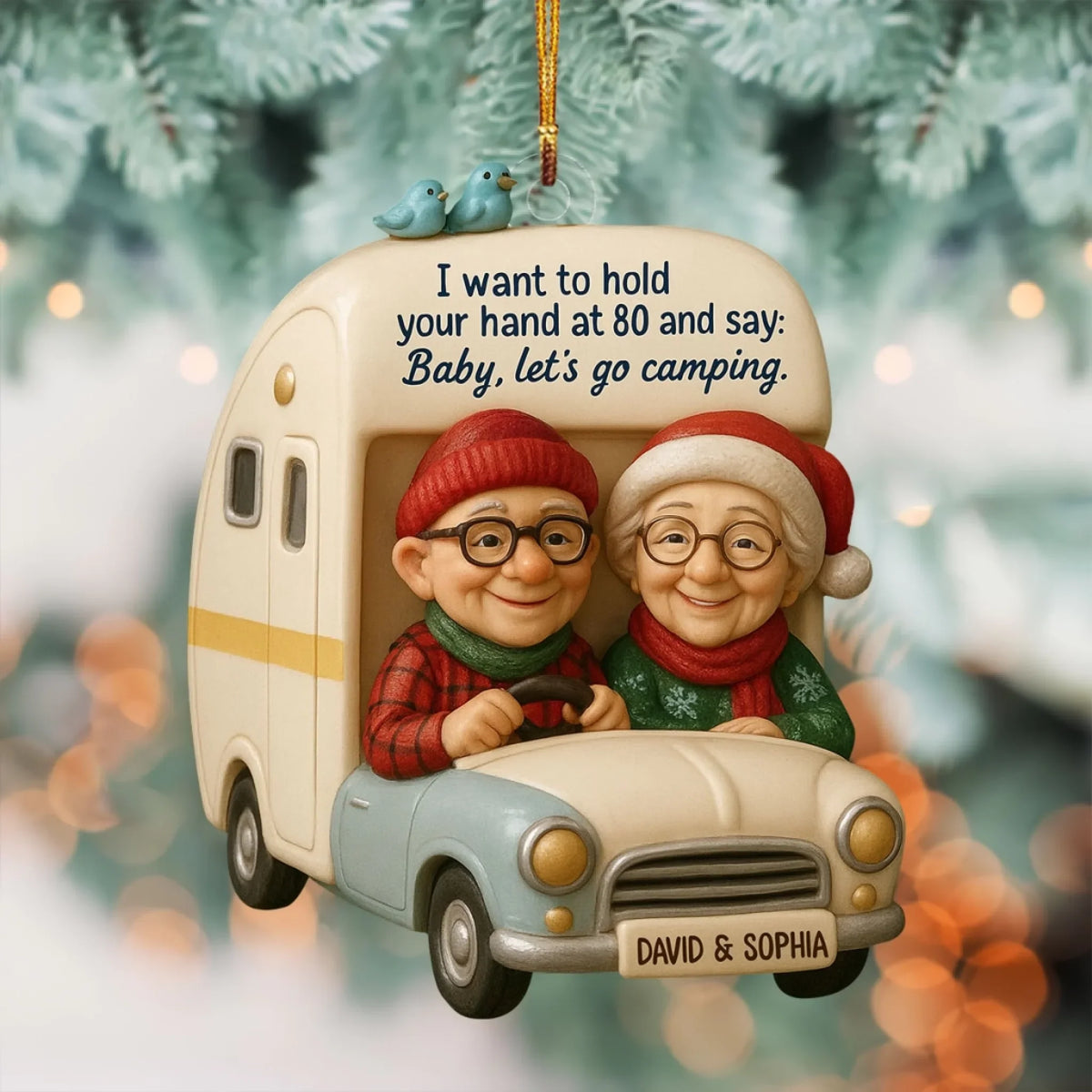 Together Forever Camper - Personalized Custom Mica Ornament - Christmas Gift For Lover, Couple