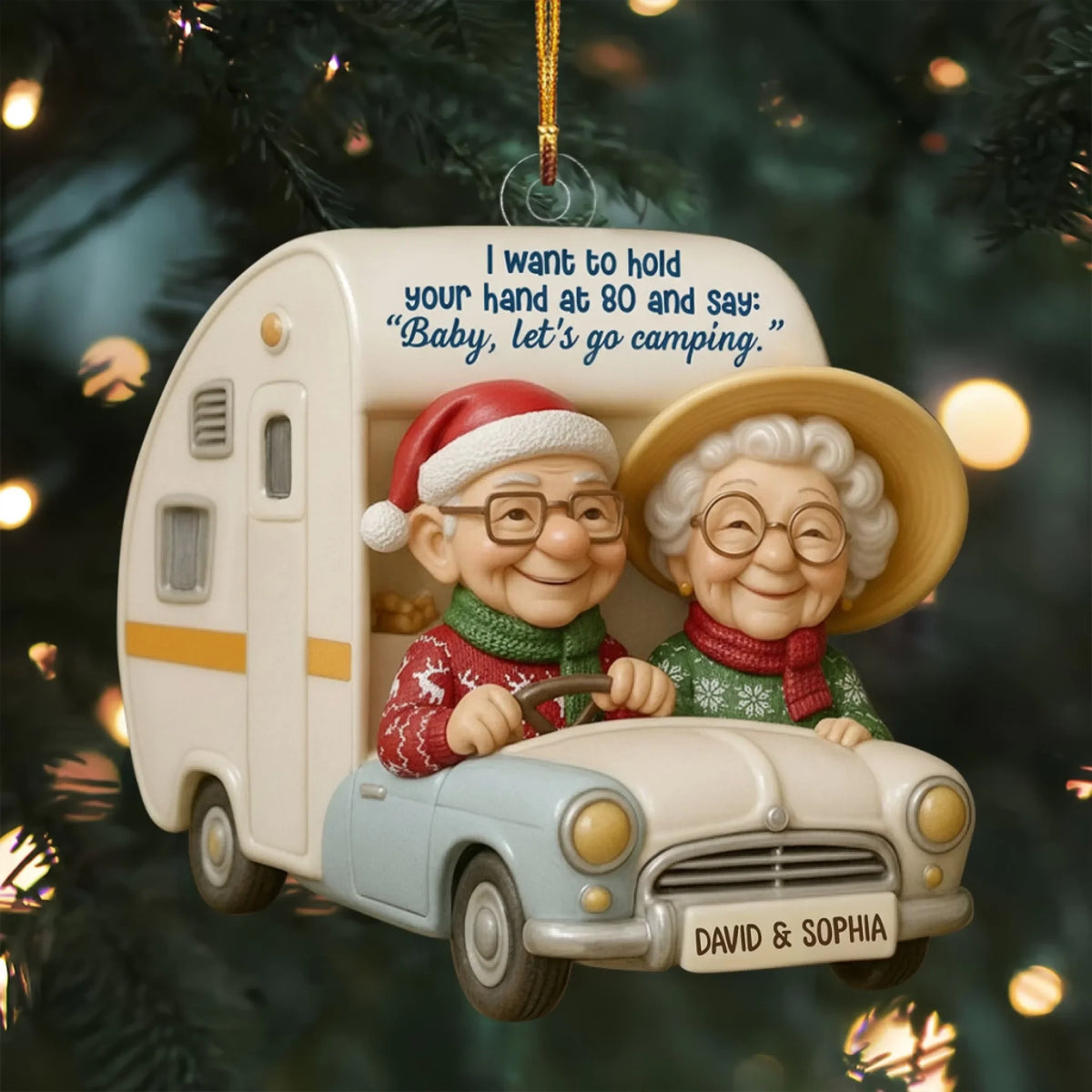 Happy Trails Camping - Personalized Custom Mica Ornament - Christmas Gift For Lover, Couple