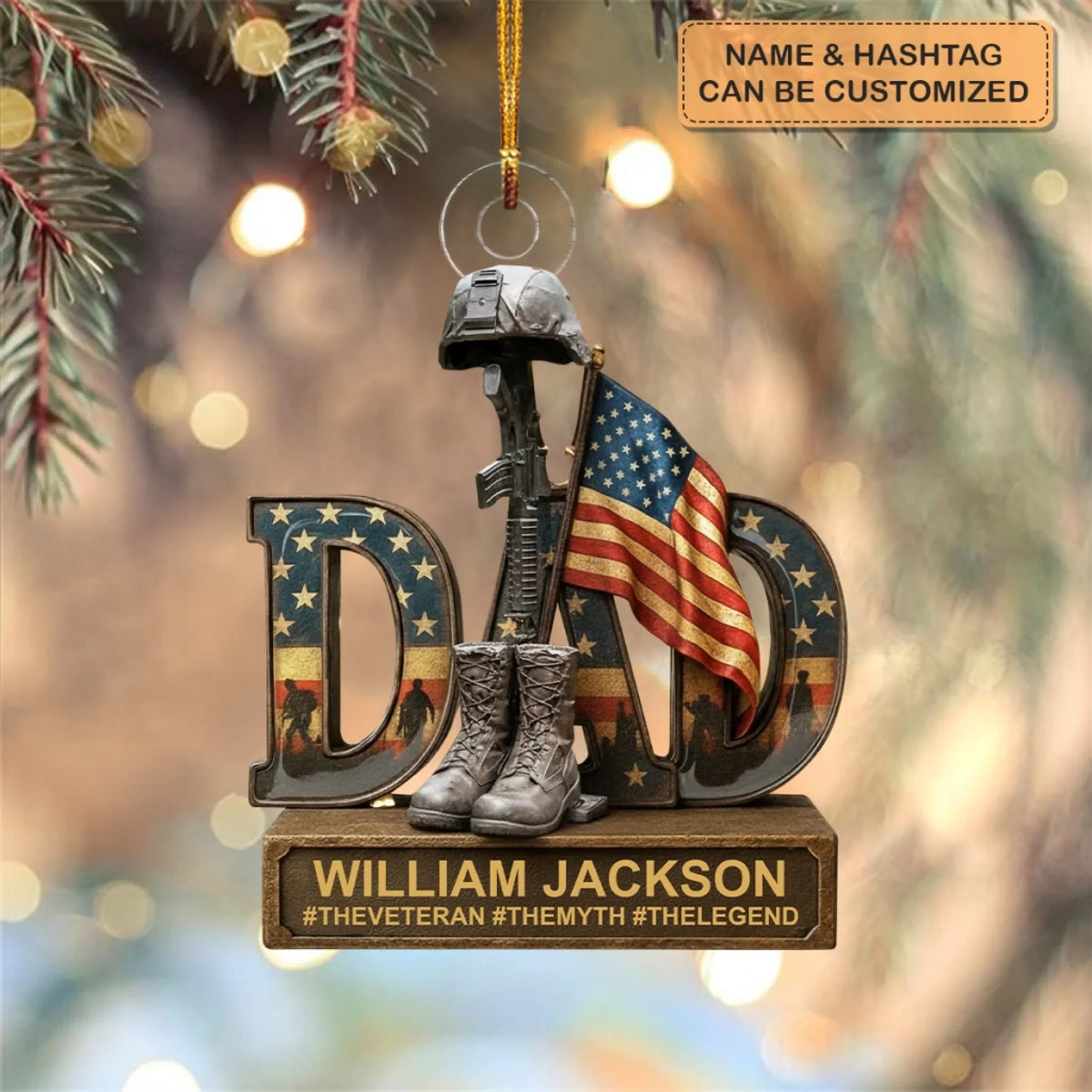 Honoring Our Hero - Personalized Custom Mica Ornament - Christmas Gift For Army Veteran