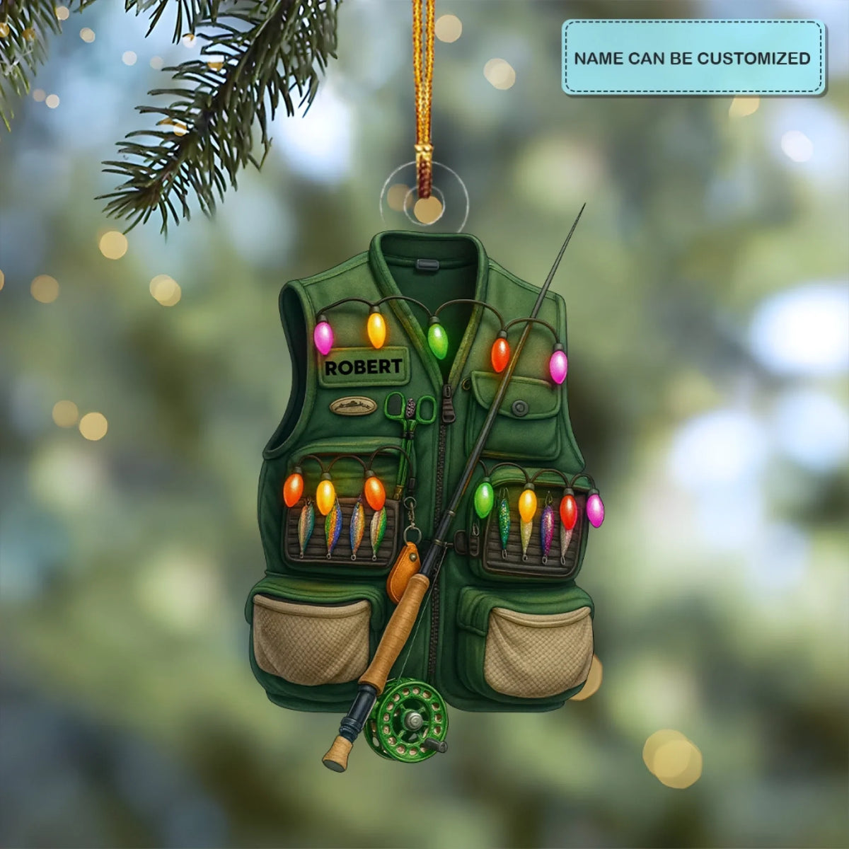 Festive Fishing Gear - Personalized Custom Mica Ornament - Christmas Gift For Fishing Lovers AGP0QQ040