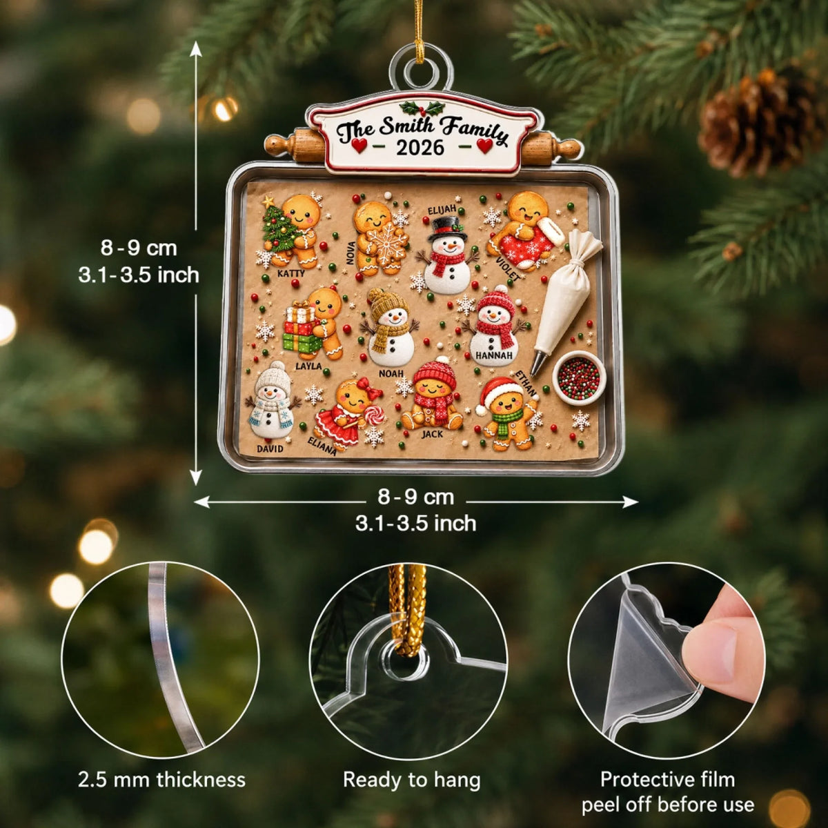 Baking Tray - Personalized Custom Shape Mica Ornament - Christmas Gift For Family