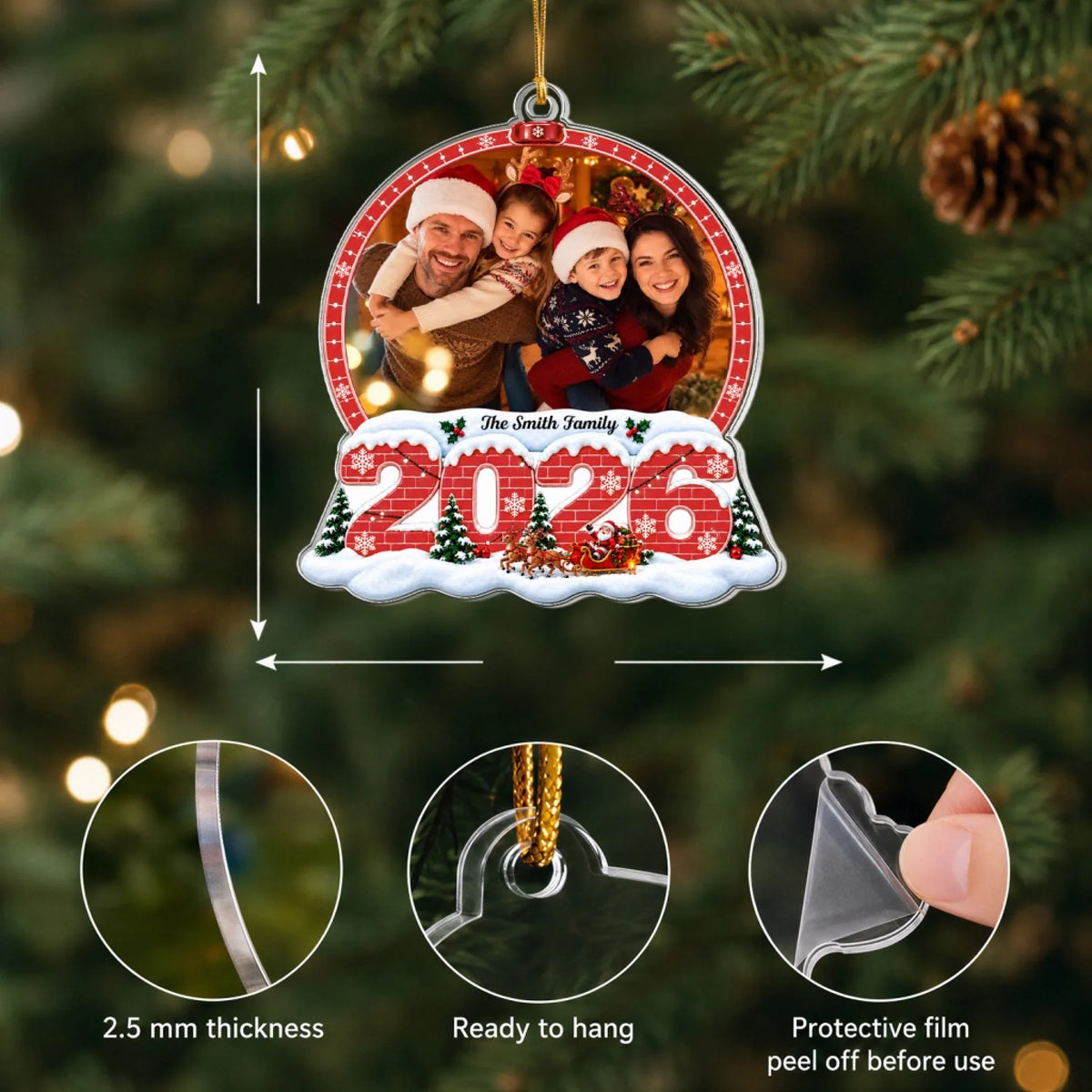 Our Family Christmas - Personalized Custom Shape Mica Ornament - Christmas Gift for Family