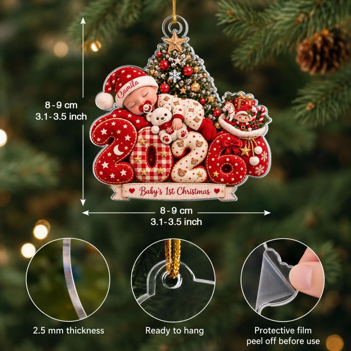 Baby 1st Christmas - Personalized Custom Shape Mica Ornament - Christmas Gift For Family