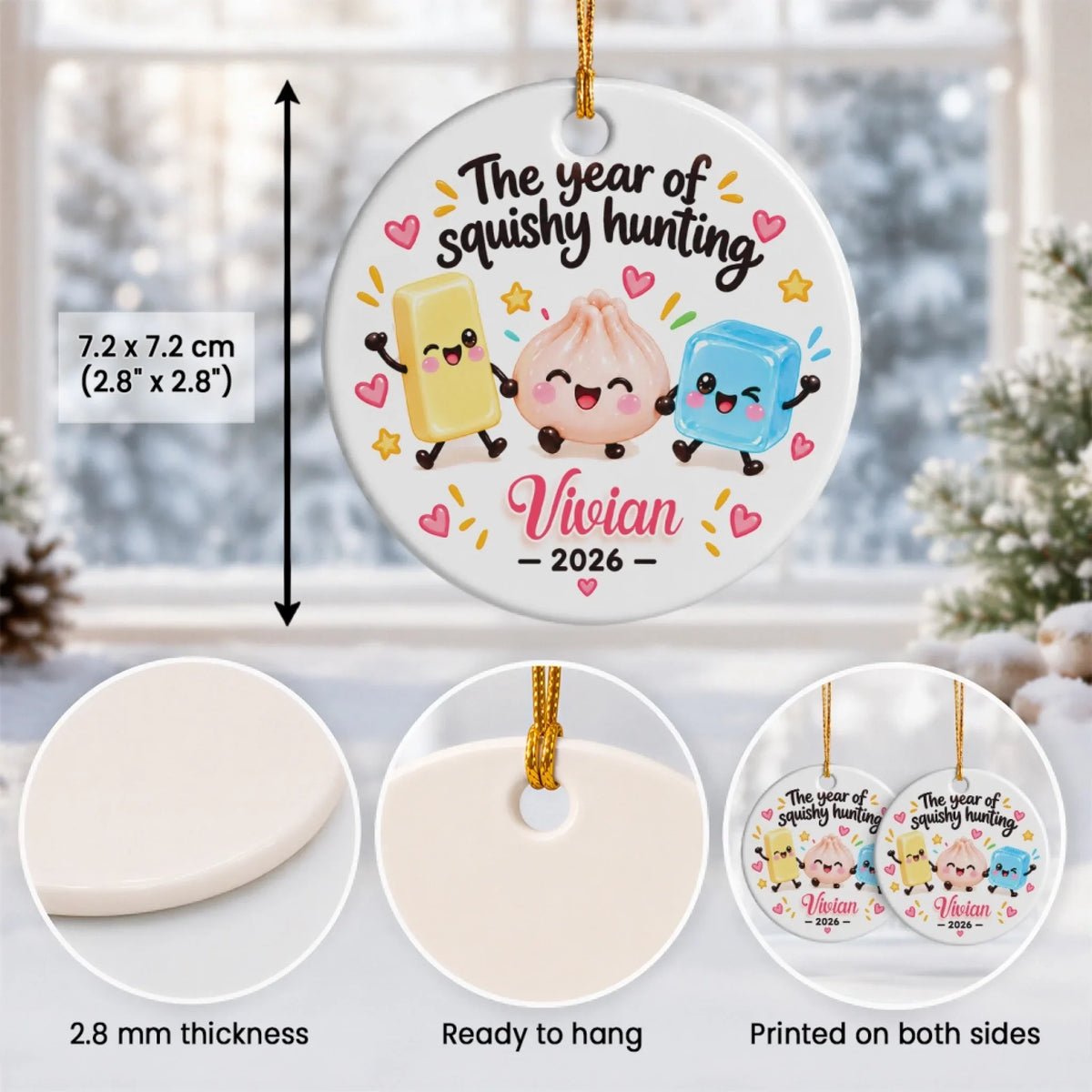 Squishy Hunting - Ceramic Ornament - Christmas Gift For Kids, Family