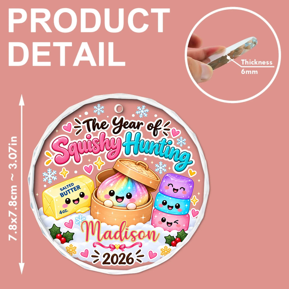 The Year Of Squishy Hunting - Glass Ornament - Christmas Gift For Kids, Family