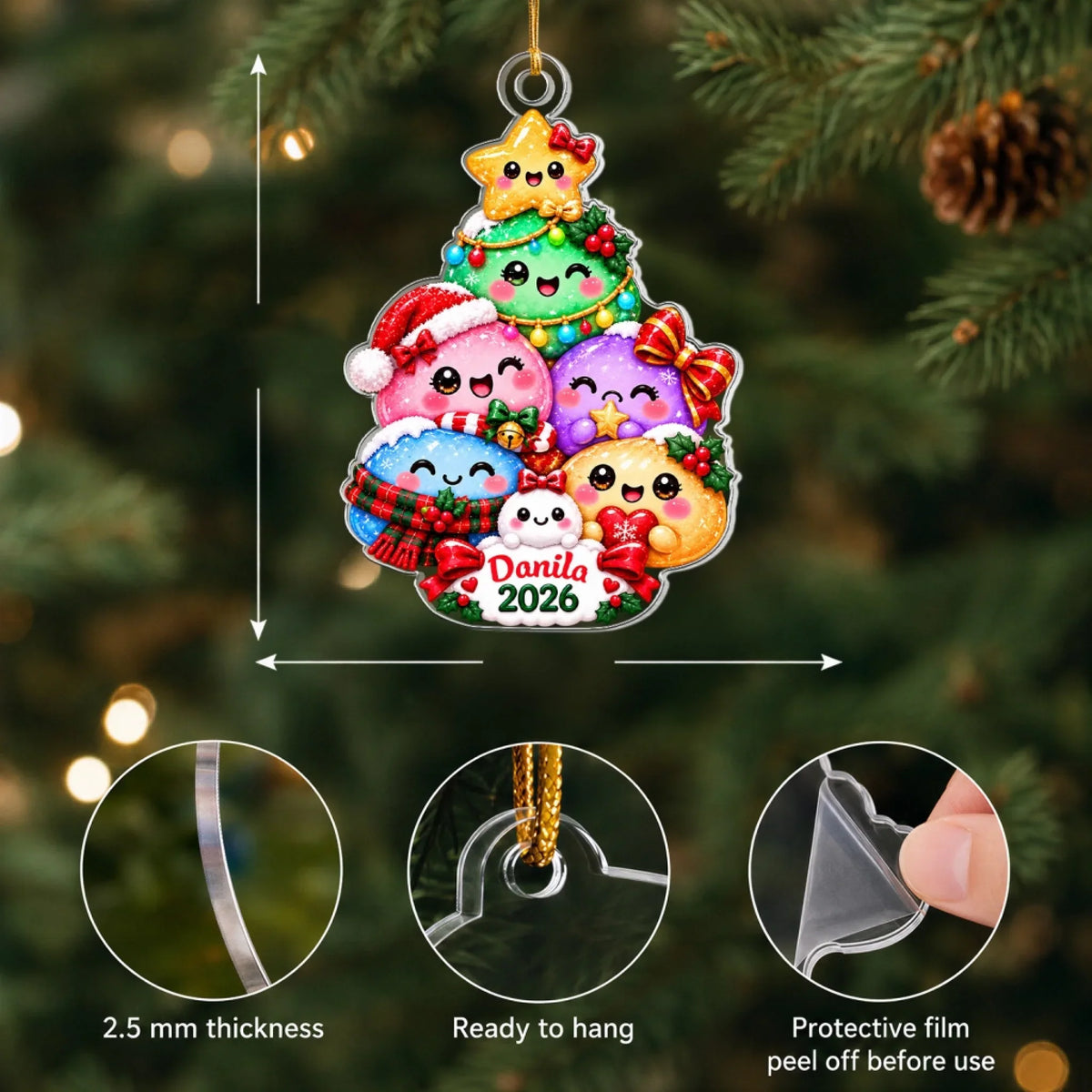 Christmas Dumpling Tree - Personalized Custom Shape Mica Ornament - Christmas Gift For Kids, Family