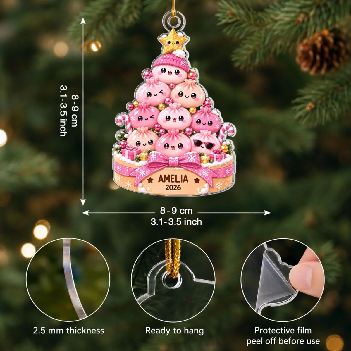 Dumpling Tree - Personalized Custom Shape Mica Ornament - Christmas Gift For Kids, Family