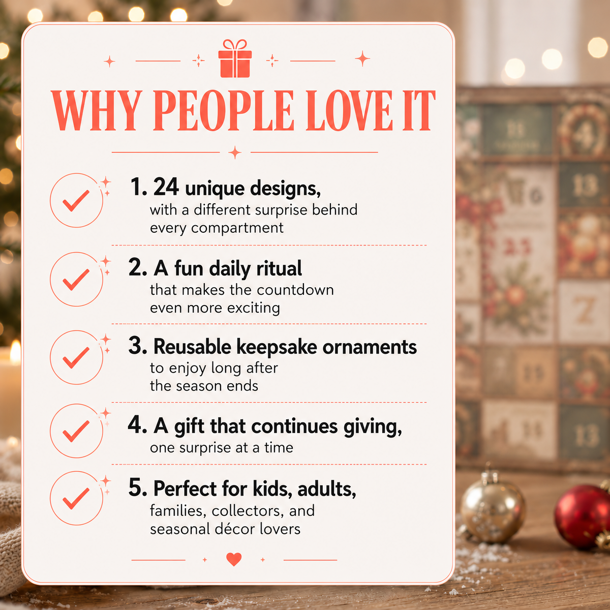 CHRISTMAS KICKOFF 40% OFF - Christmas Village Moments Advent Calendar 2026 - 24-Day Festive Countdown, Acrylic Charms Blind Box - Gift For Family & Friends