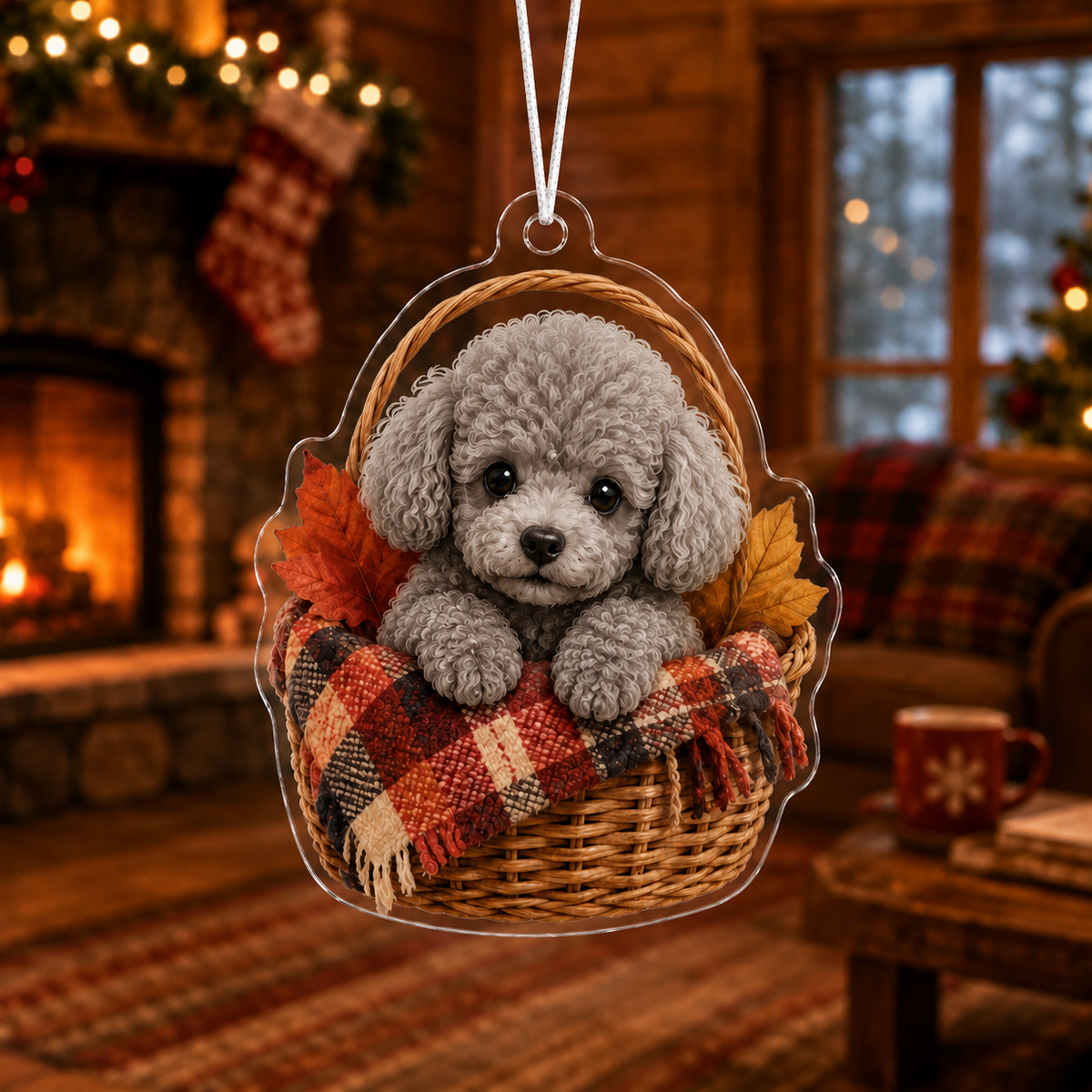 Basket Poodle Mica Ornament NCU0NT076
