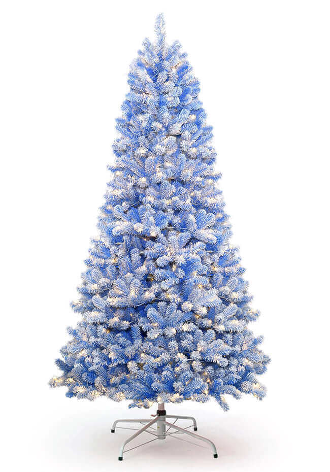 6.5' Duchess Blue Flock Artificial Christmas Tree with 500 Warm White LED Lights