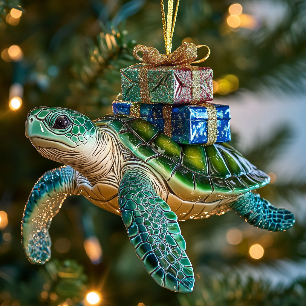 Festive Sea Turtle Mica Ornament NCU0PT069