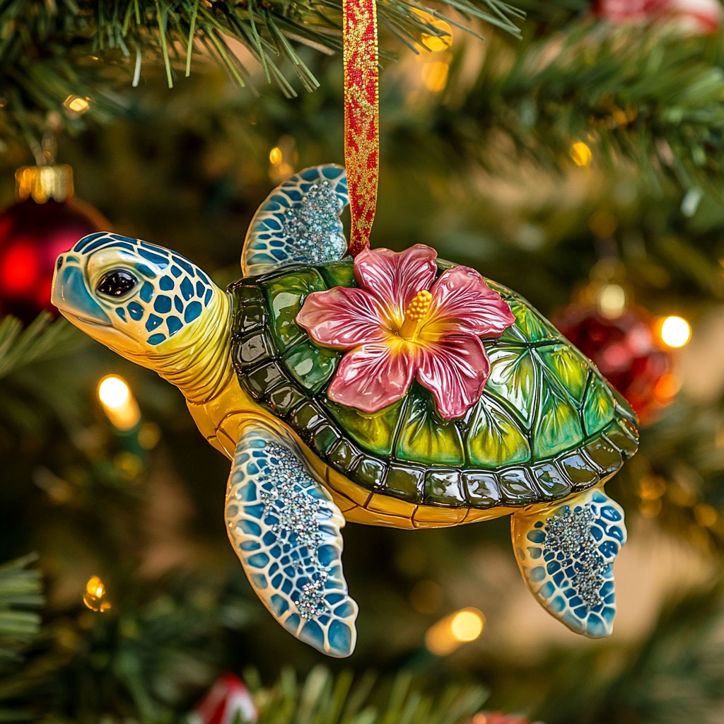 Hibiscus Breeze Turtle Mica Ornament NCU0PT071
