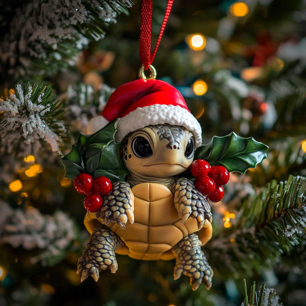 Holiday Tide Turtle Mica Ornament NCU0PT075