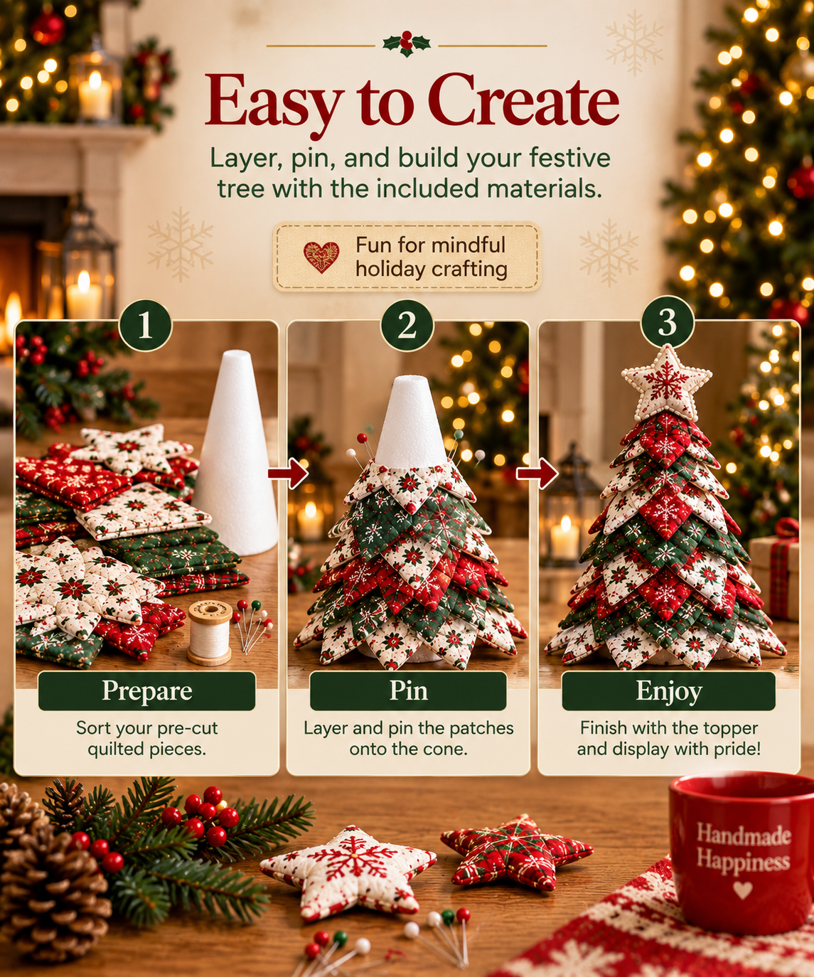 DIY Quilted Santa Christmas Tree Kit 🎄