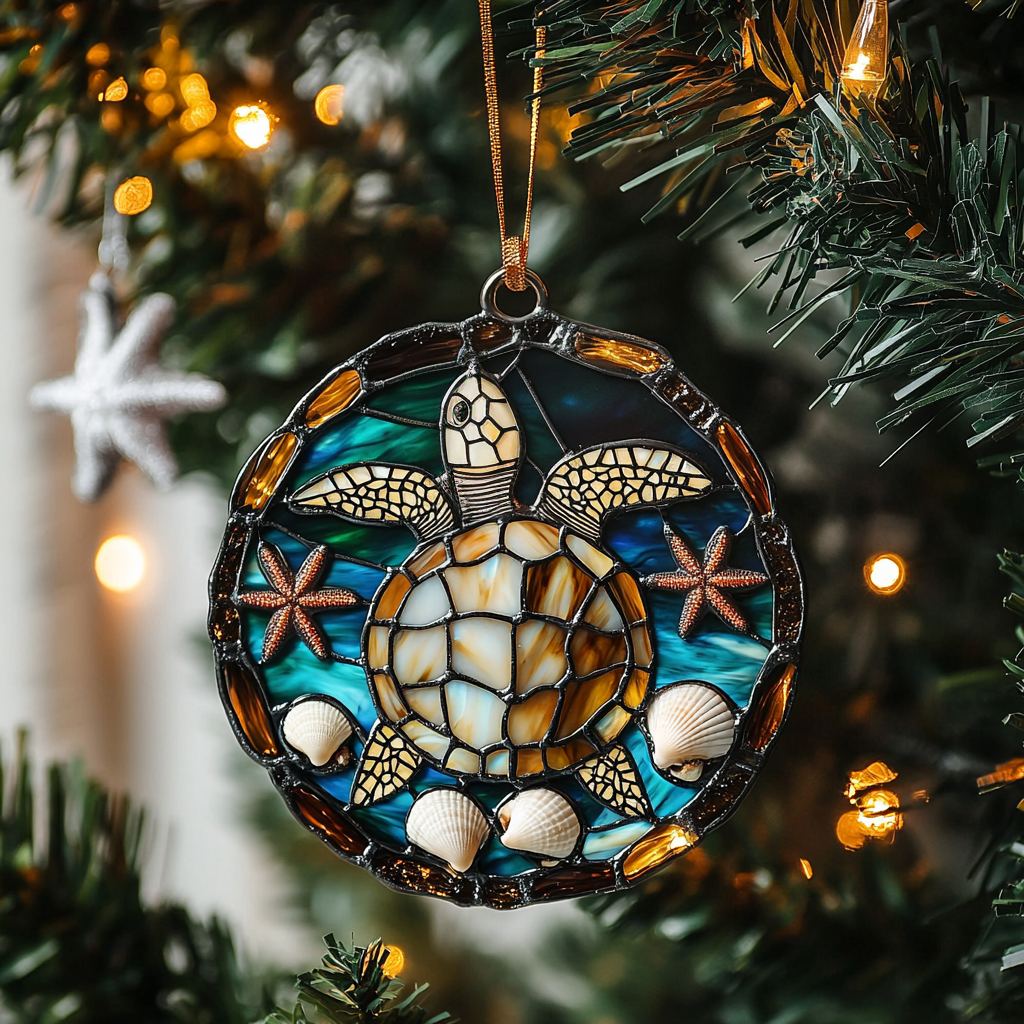 Jolly Reef Turtle Mica Ornament NCU0PT077