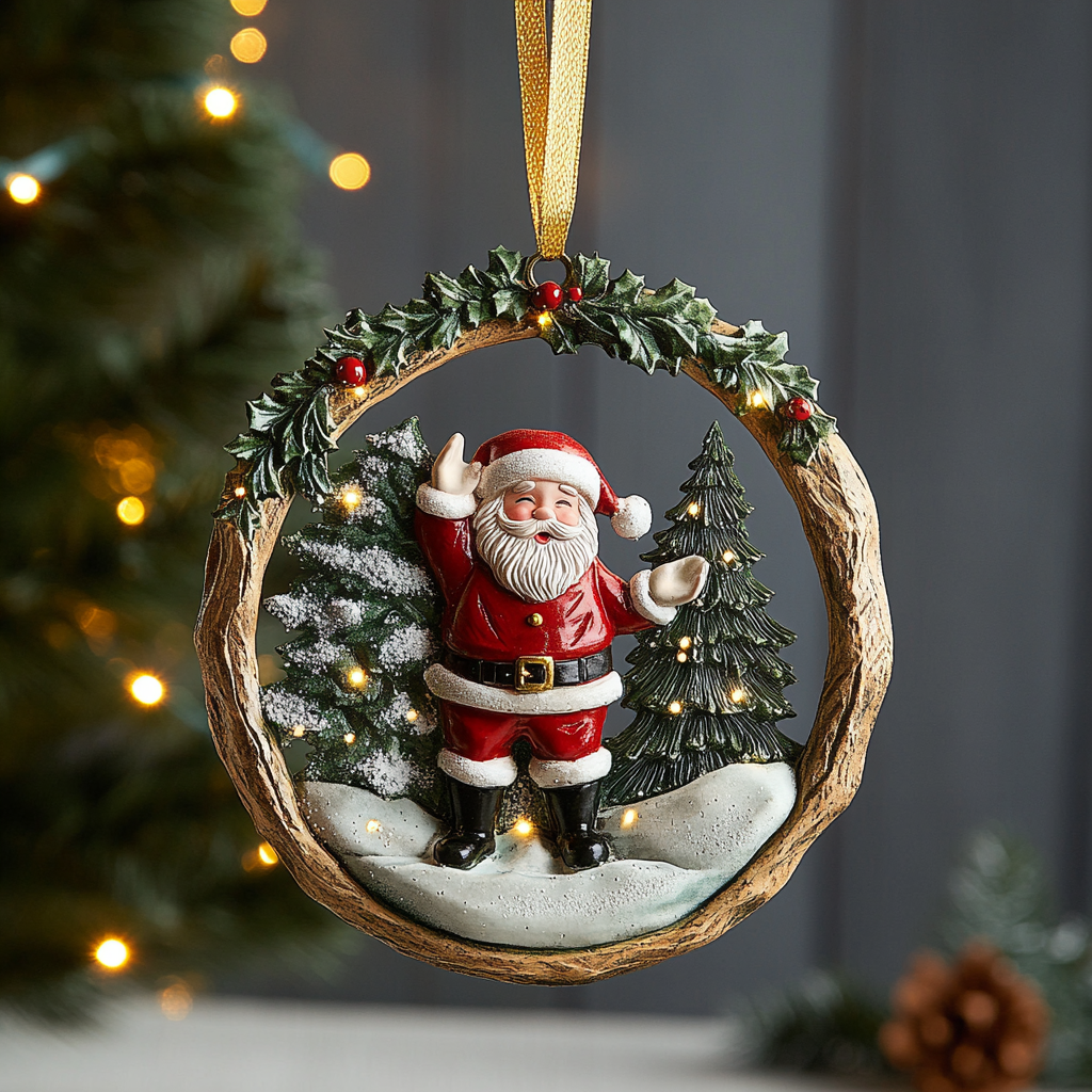 Joyful Santa Mica Ornament NCU0VH019