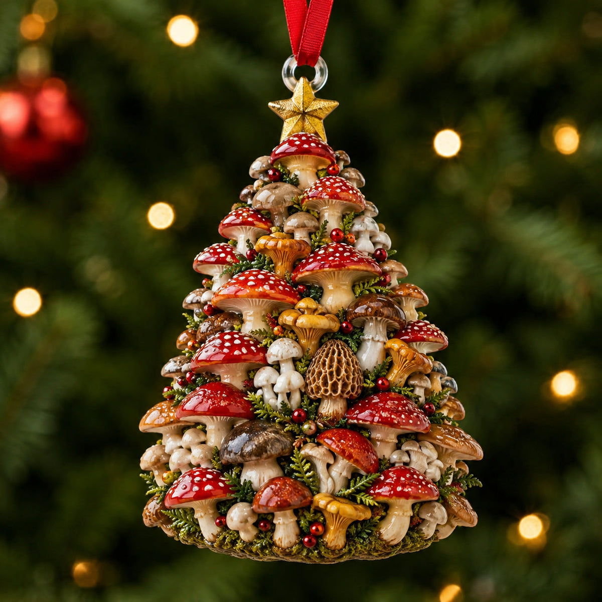 Mushroom Xmas Tree Mica Ornament NCU0HT078
