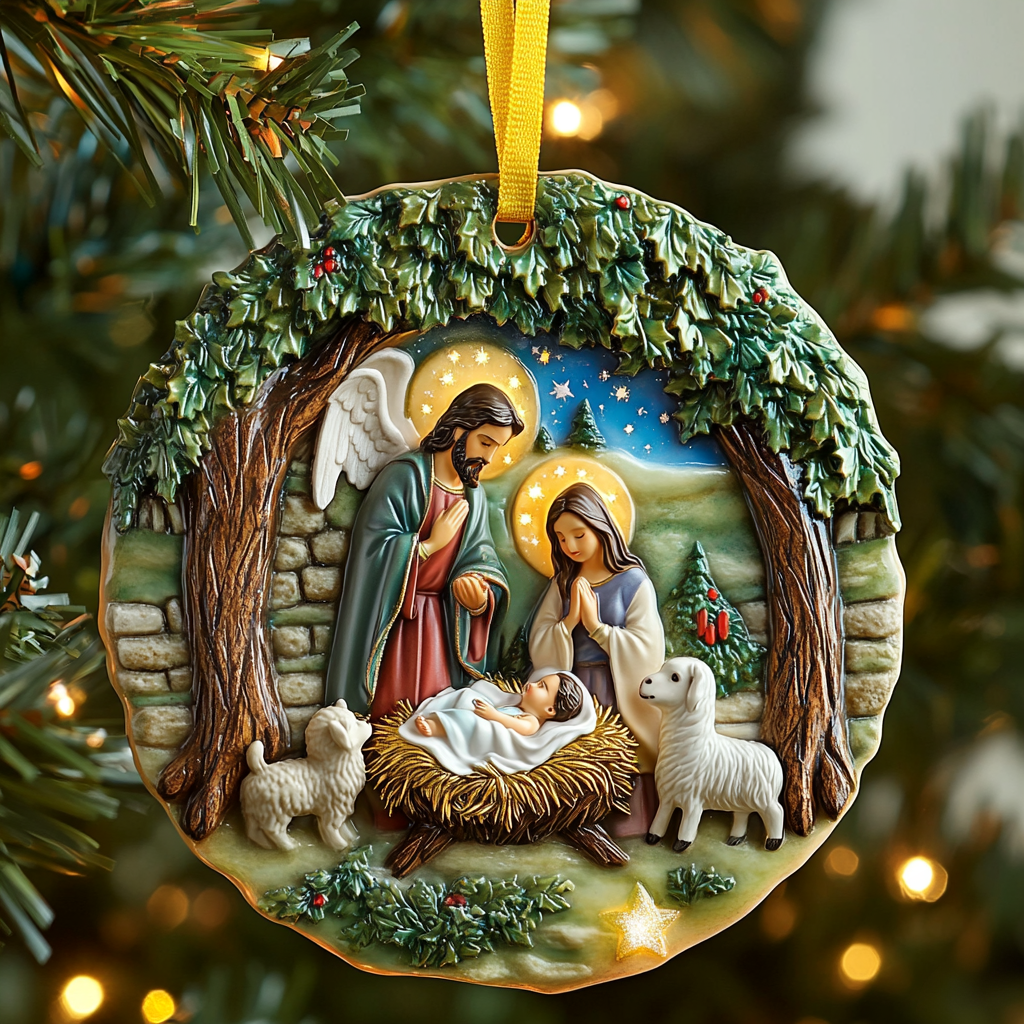 Peaceful Nativity Mica Ornament NCU0VH003