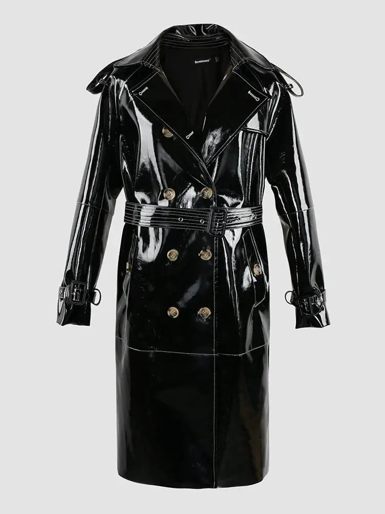 Autumn Leather Trench Coat