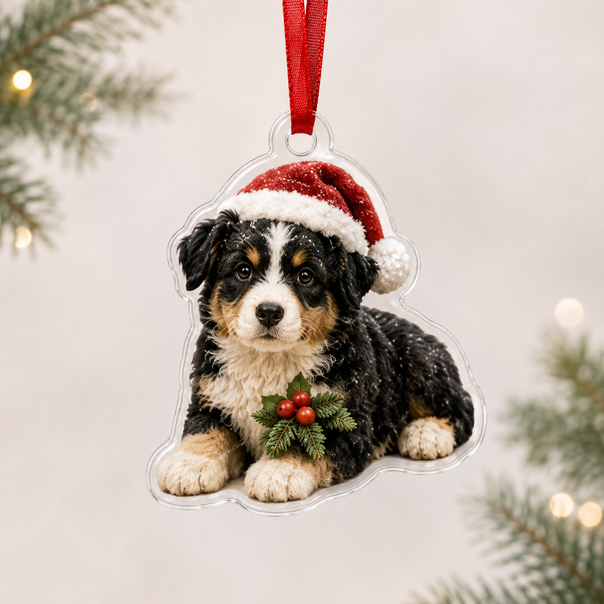Santa Australian Shepherd Mica Ornament NCU0NT045