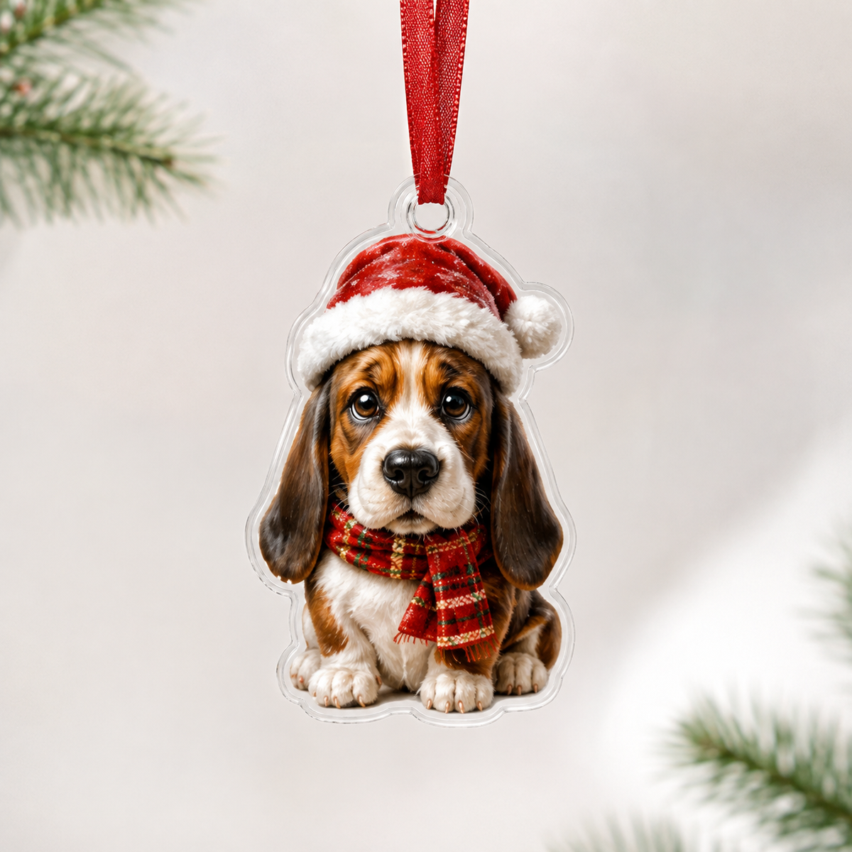 Santa Basset Hound Mica Ornament NCU0NT046