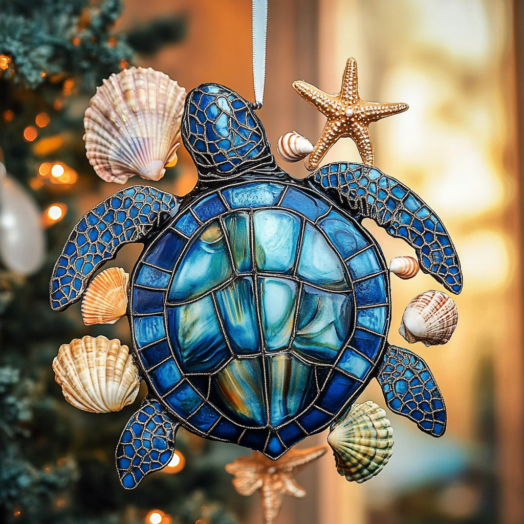 Seaside Turtle Mica Ornament NCU0PT087