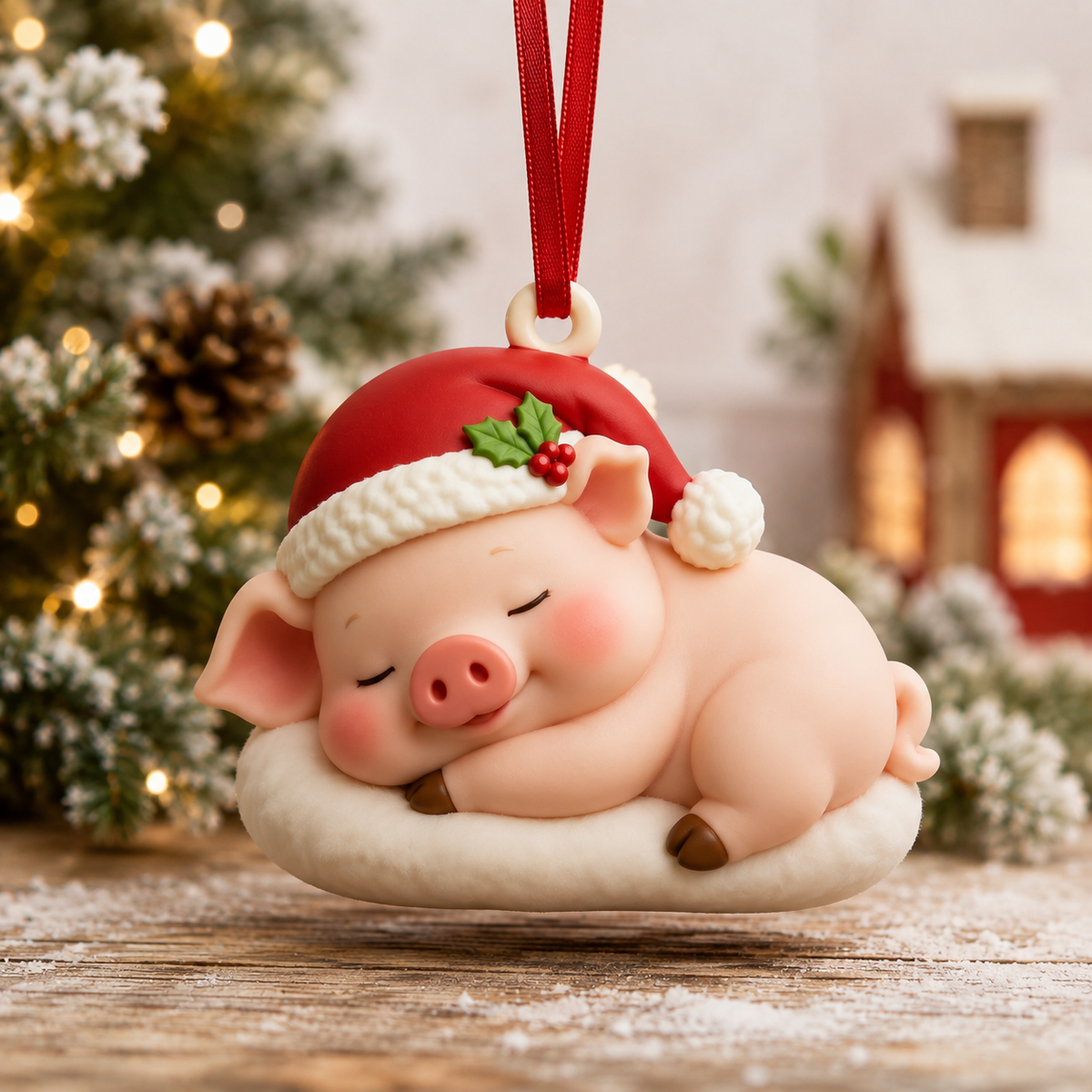Sleepy Pig Mica Ornament NCU0TM083