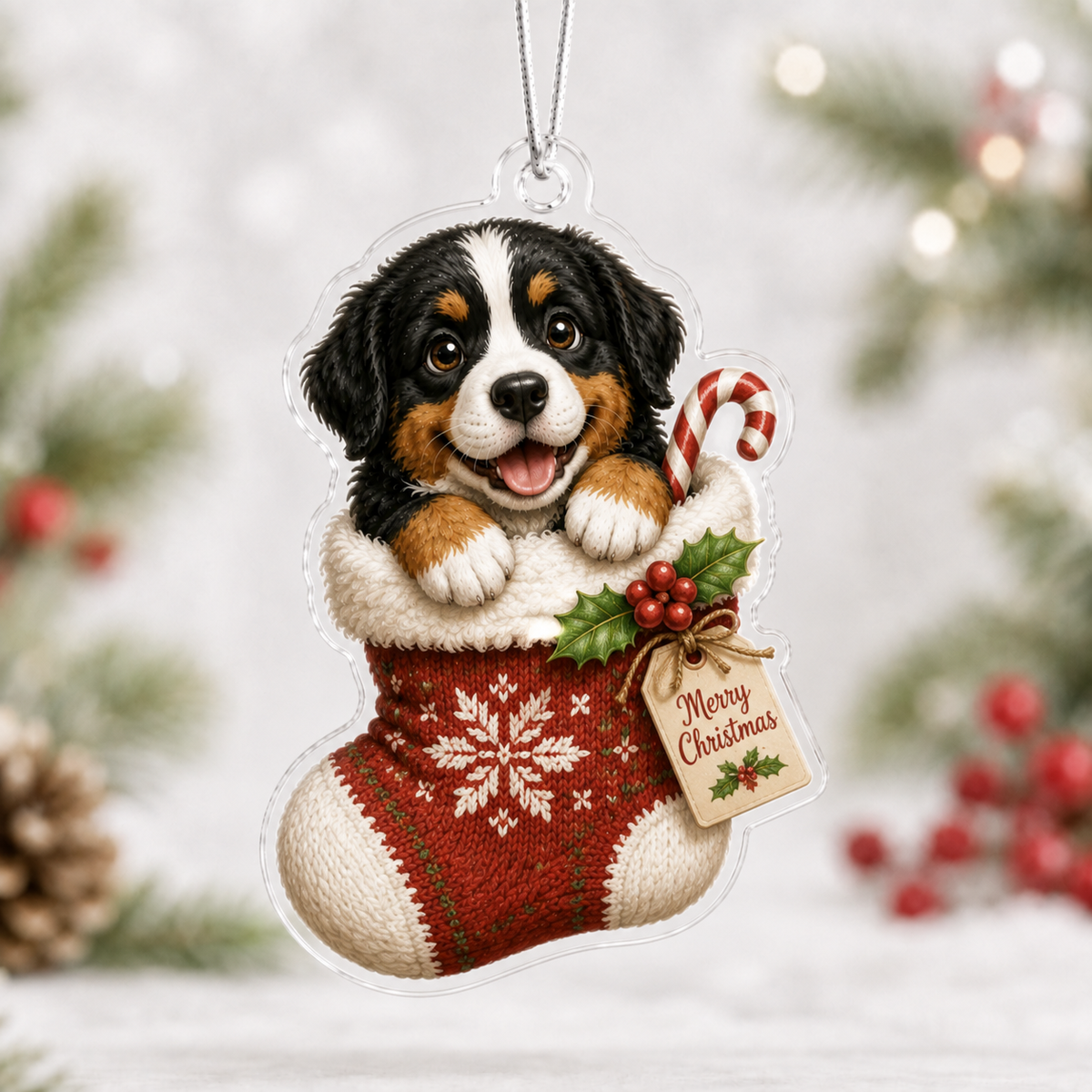 Sock Bernese Mountain Dog Mica Ornament NCU0NT087