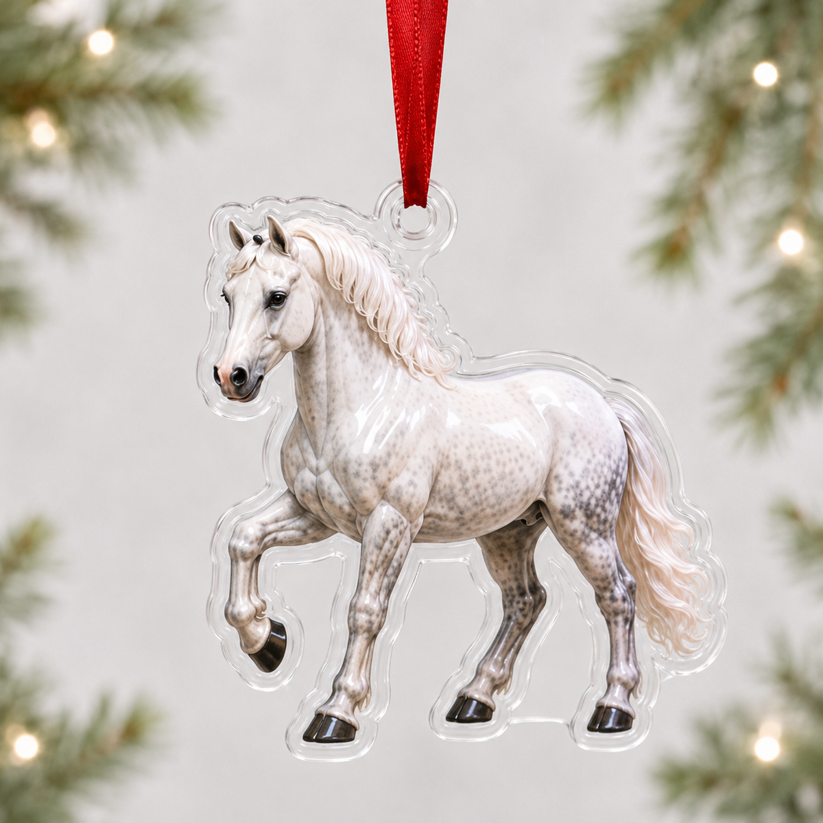 White Horse Mica Ornament NCU0NT039