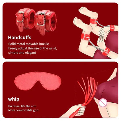 7 pcs set of Erotic Handcuffs Rope Sex Toys for Couples