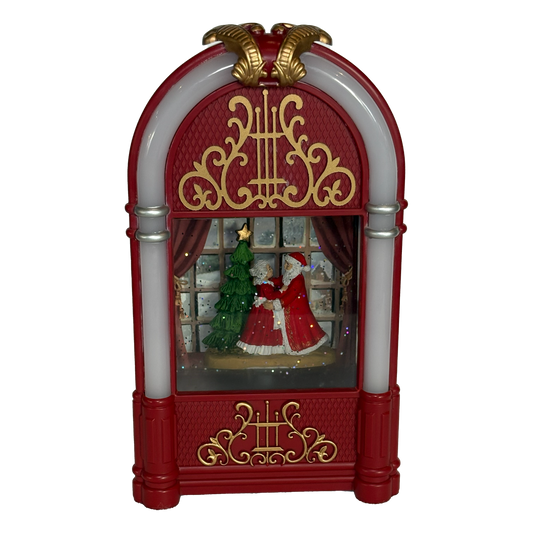 9.7" Lighted Swirl Juke Box with Dancing Mr and Mrs Claus