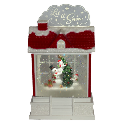 9" Lighted Let it Snow Swirl House