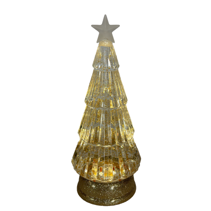 12" Lighted Swirl Gold Tree with Gold Glitter