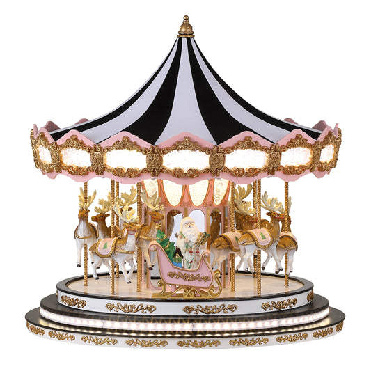 17 in. Regal Christmas Carousel - Black & Pink