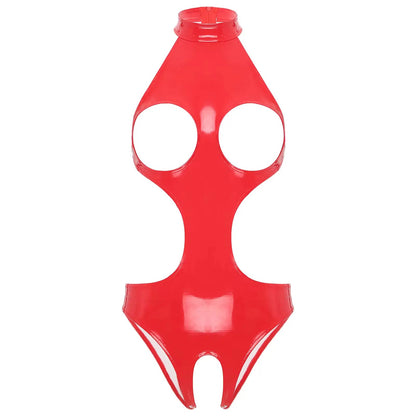 Open Cup Leather Bodysuit