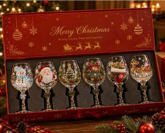 🎁Christmas 3D Wine Glass Collection Gift Box Set✨