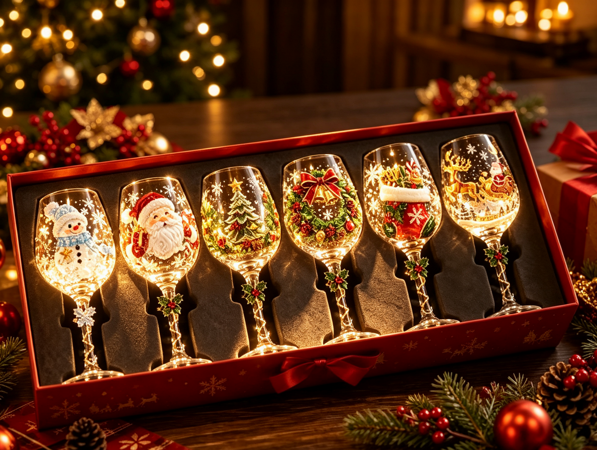 🎄Christmas Glass Art Cup🍷