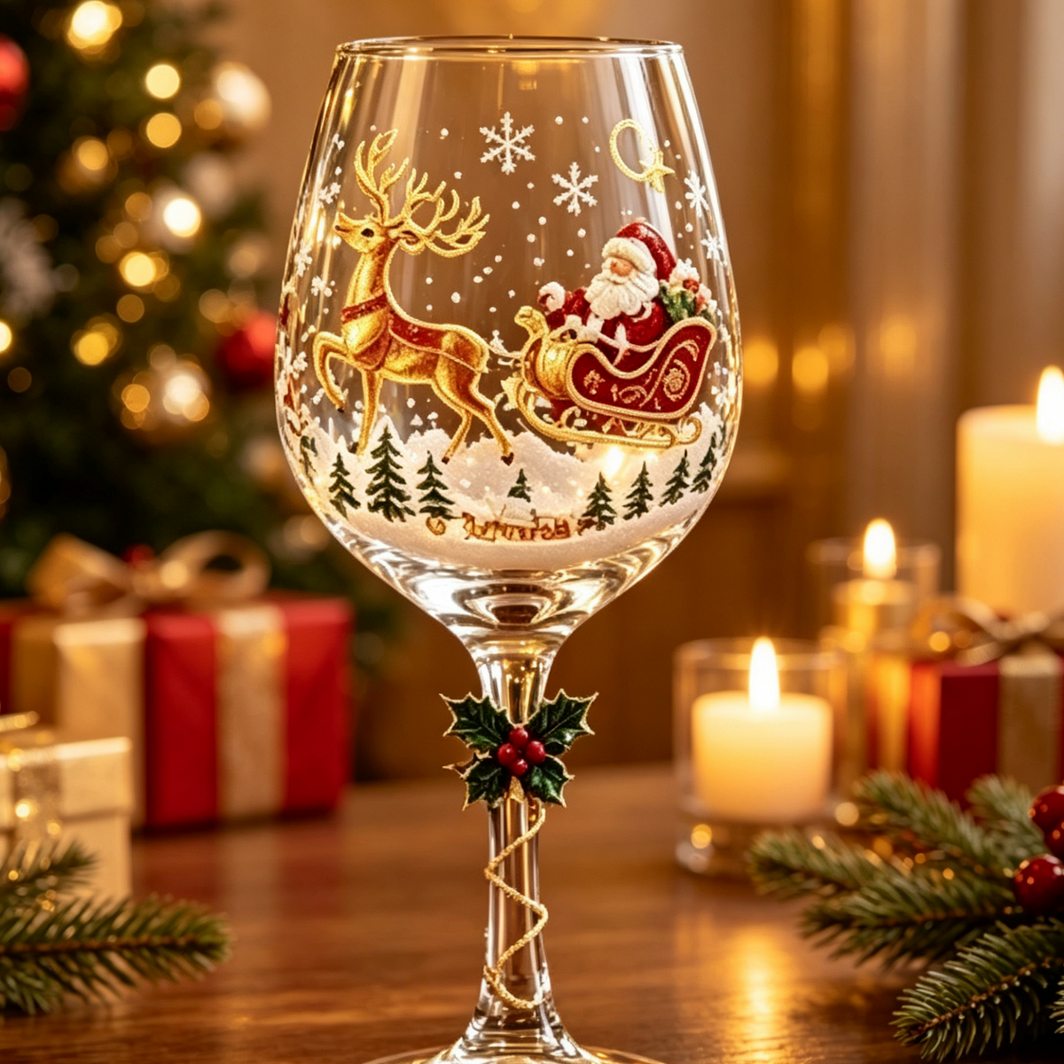 🎄Christmas Glass Art Cup🍷