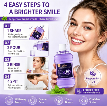 🔥Purple essential oil mouthwash makes teeth bright white, cleans the mouth, and gives a minty fresh breath.