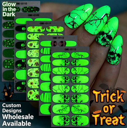 🎃Halloween Glow-in-the-Dark No-Bake Gel Nail Stickers DIY Dark UV-Free Nail Art