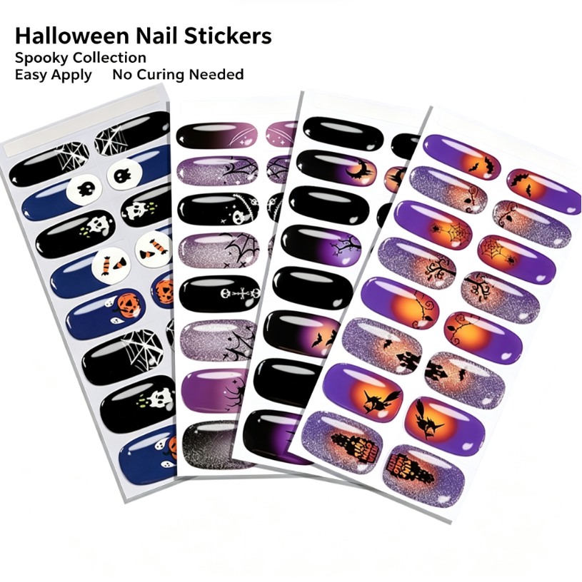 🎃Halloween Glow-in-the-Dark No-Bake Gel Nail Stickers DIY Dark UV-Free Nail Art