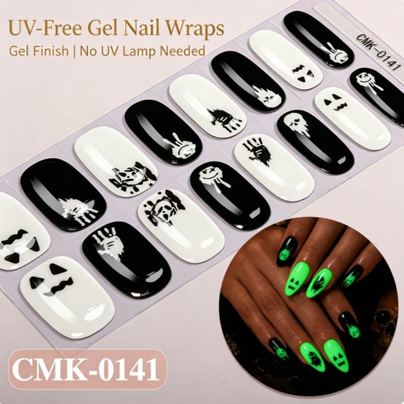 🎃Halloween Glow-in-the-Dark No-Bake Gel Nail Stickers DIY Dark UV-Free Nail Art
