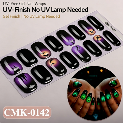 🎃Halloween Glow-in-the-Dark No-Bake Gel Nail Stickers DIY Dark UV-Free Nail Art