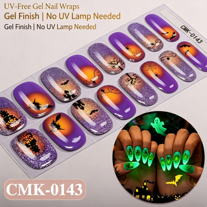 🎃Halloween Glow-in-the-Dark No-Bake Gel Nail Stickers DIY Dark UV-Free Nail Art
