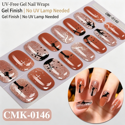 🎃Halloween Glow-in-the-Dark No-Bake Gel Nail Stickers DIY Dark UV-Free Nail Art
